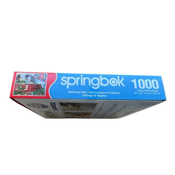 Springbok 1000pc Jigsaw Puzzle Delivering Gifts Snowman Christmas - Picture 4 of 8